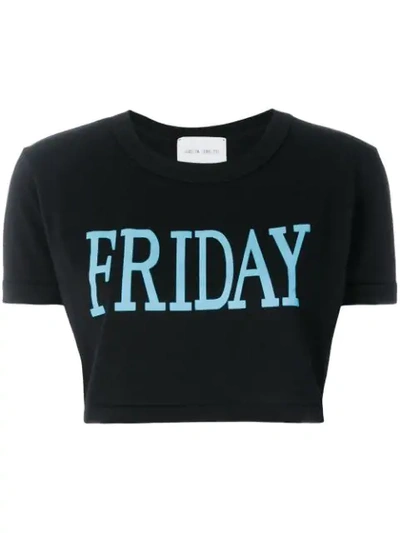Alberta Ferretti Friday Cotton Jersey Cropped T-shirt In Black