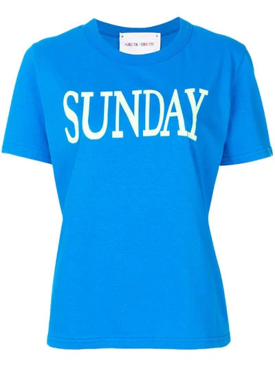 Alberta Ferretti Sunday Cotton Jersey T-shirt In Blue/yellow