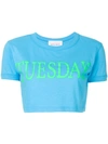 Alberta Ferretti Tuesday Cotton Jersey Cropped T-shirt In Turchese