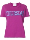 Alberta Ferretti T-shirt Slim Fit Stretch Cotton T-shirt Rainbow Week With Thursday Print In Purple