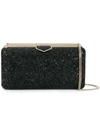 Jimmy Choo Ellipse Black Coarse Glitter Fabric Clutch Bag