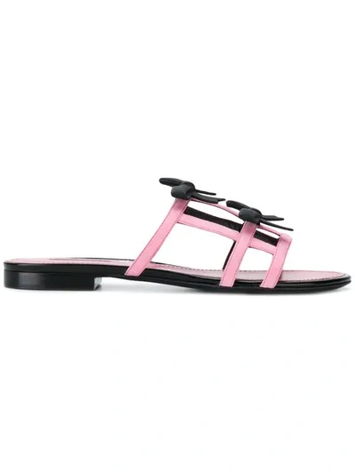 Fabrizio Viti 10mm City Bow Suede Slide Sandals In Pink