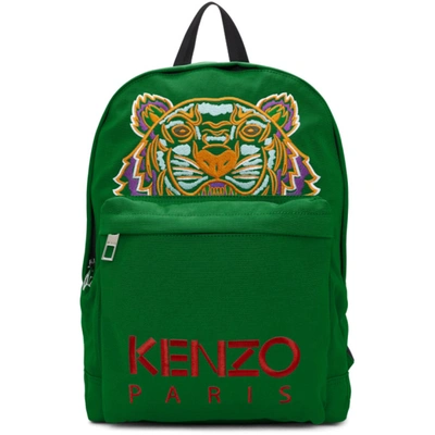 Kenzo Tiger Embroidered Backpack In 57 Grass Gr