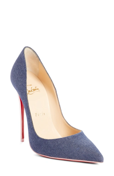 Christian Louboutin So Kate 120mm Denim Red Sole Pumps In Blue Pompa