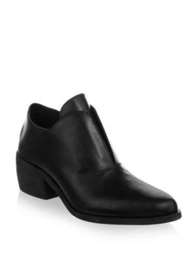 Ld Tuttle Point Toe Leather Booties In Black