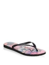 Havaianas Floral Rubber Flip Flops In Black