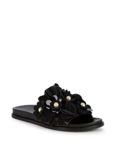 Mercedes Castillo Alyse Flowered Slide Sandal In Black