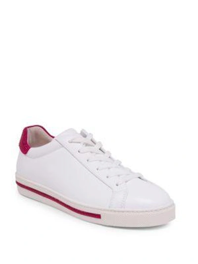 René Caovilla Strass Leather Low-top Sneakers In White