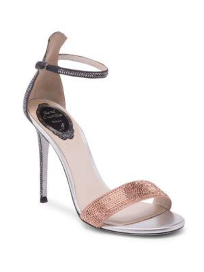 René Caovilla Celebrita Crystal-embellished Satin Sandals In Nude