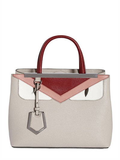 Fendi Monster 2 Jour Leather Top Handle, Grey/red | ModeSens