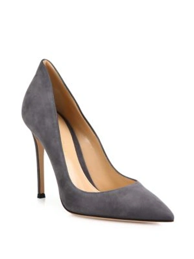 Gianvito Rossi Ellipsis High-back Suede Point Toe Pumps | ModeSens