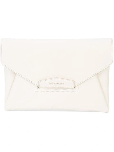 Givenchy Antigona Leather Envelope Clutch In White