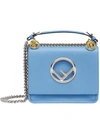 Fendi Mini Kan I Leather Logo Shoulder Bag In Blue