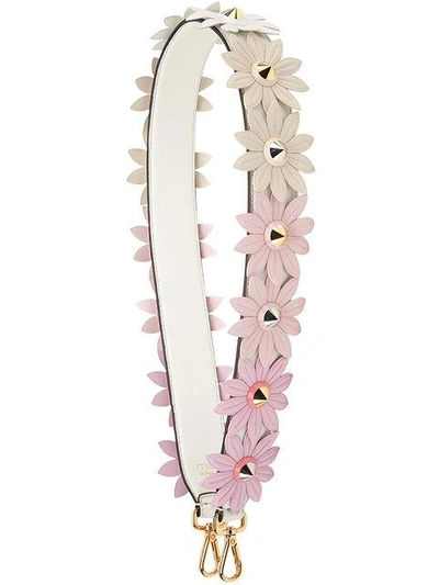 Fendi Strap You Degrade Daisy Guitar Bag Strap - White In Pink