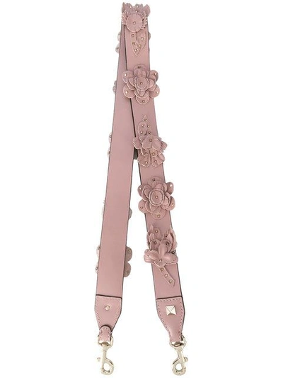 Valentino Garavani Rockstud Floral Bag Strap In Pink