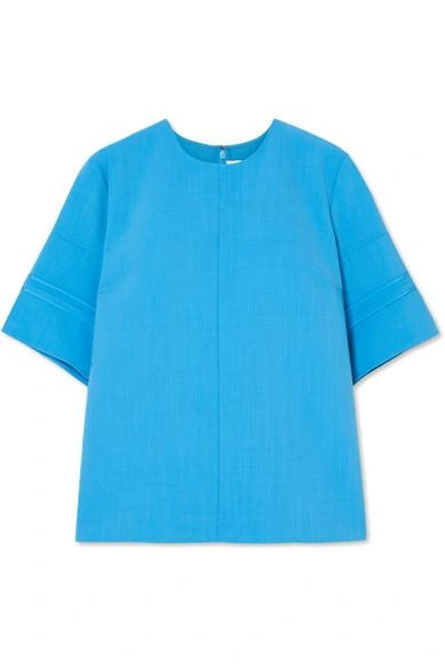 Victoria Victoria Beckham Silk-trimmed Canvas Top In Light Blue