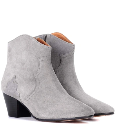 Isabel Marant Dicker Suede Ankle Boots In Grey