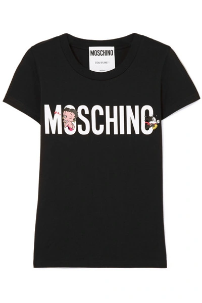 Moschino + Betty Boop Printed Cotton-jersey T-shirt In Nero