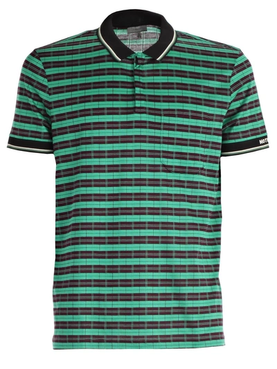 Lanvin Green-bordeaux Cotton Polo