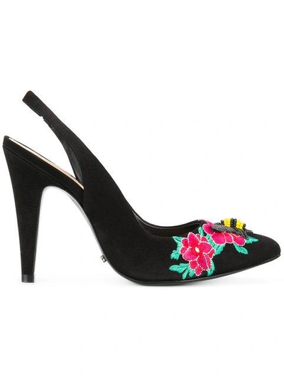 Schutz Embroidered Slingback Pumps In Black