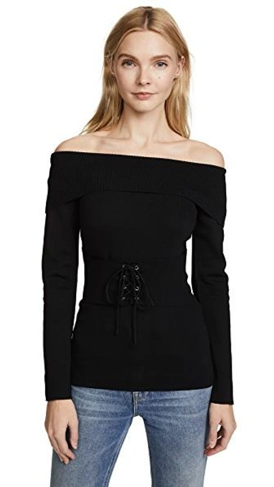 Minkpink Hold Tight Corset Knit Top In Black