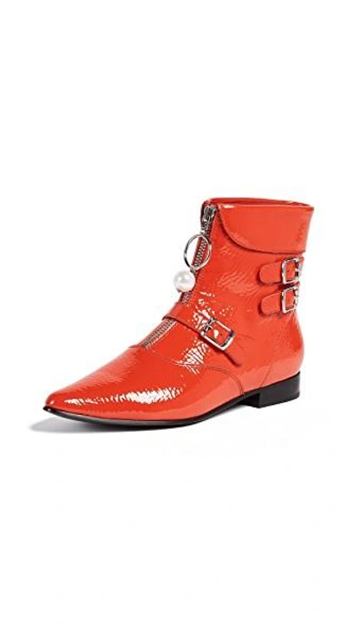 Opening Ceremony Slater Crackle Patent Booties In Jewel Red