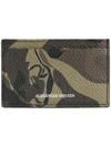 Alexander Mcqueen Camouflage Leather Cardholder In Green