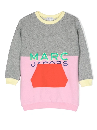 Marc Jacobs Kids' Colour-block Logo-print Sweatshirt Dress In Pink
