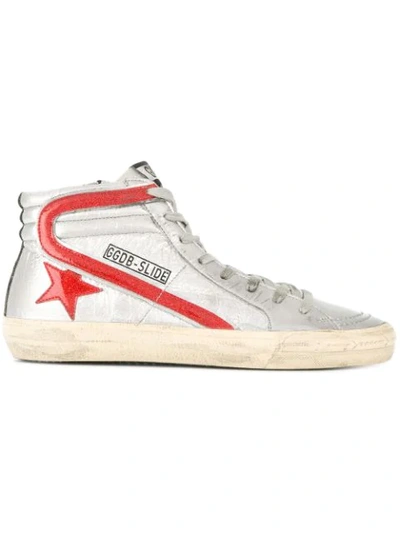 Golden Goose Sneakers Slide Glitter Star Dance In Silver, Red, Golden