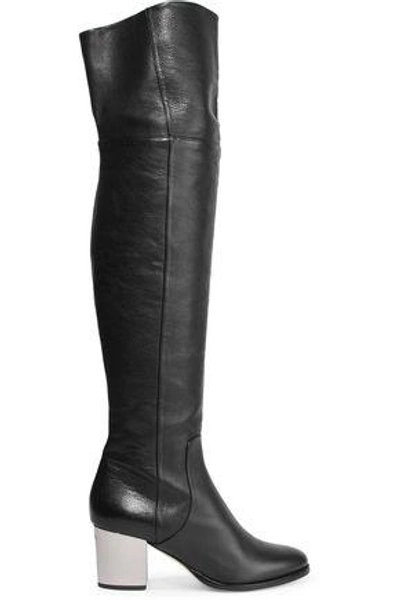 Jimmy Choo Textured-leather Boots In Black