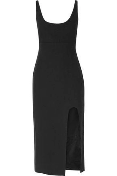 Cinq À Sept Breena Split-front Cady Midi Dress In Black