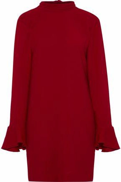 Iro Woman Ruffle-trimmed Crepe De Chine Mini Dress Crimson
