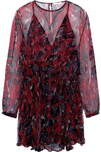 Iro Woman Ruffled Printed Mini Dress Crimson