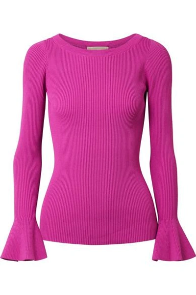 Michael Michael Kors Ribbed-knit Sweater In Magenta