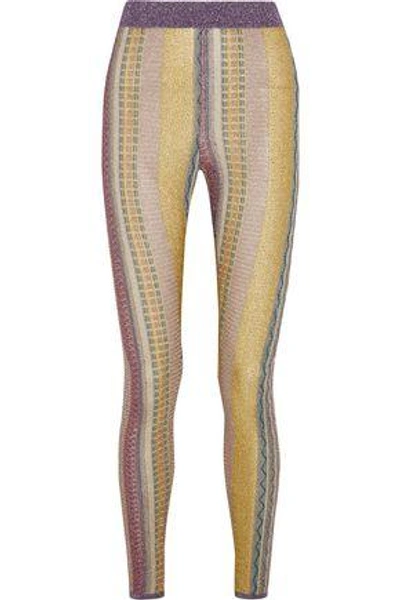 Missoni Woman Metallic Crochet-knit Leggings Yellow