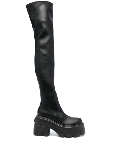 Casadei Maxxxi Over-the-knee Platform Boots In Black