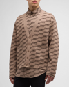 Balenciaga Logo Intarsia-knit Cardigan In Beige