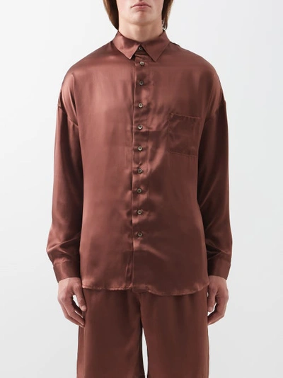 Albus Lumen Silk-satin Shirt In Brown