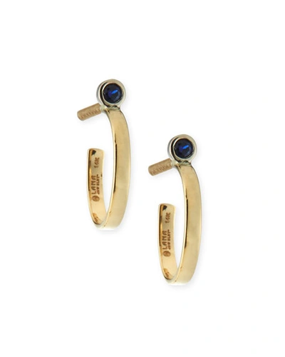 Lana Girl By Lana Jewelry Girls' Blue Sapphire Hoop Earrings In Gold
