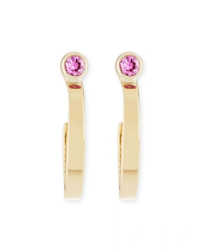 Lana Girl By Lana Jewelry Girls' Pink Sapphire Hoop Earrings In Gold