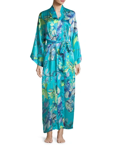 Christine Designs Capri Floral-print Long Robe In Multi Pattern
