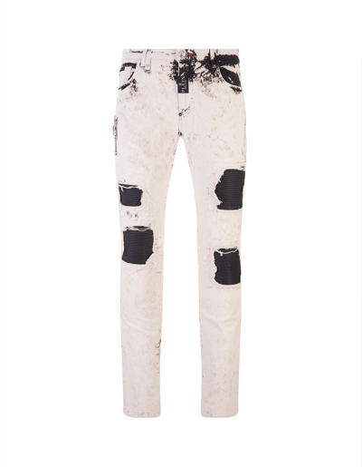 Philipp Plein Rock Star Distressed Jeans In White