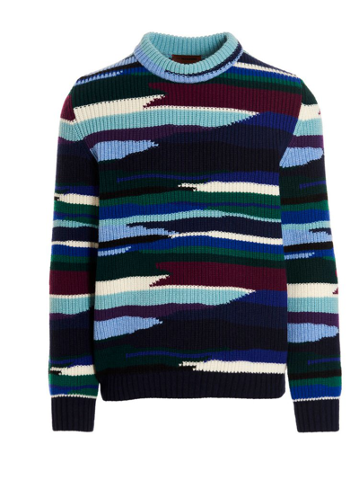 Missoni Abstract-print Relaxed-fit Wool Jumper In Blue