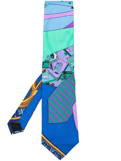 Pre-owned Versace 1990s Graphic-print Silk Tie In Blue