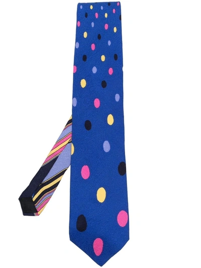 Pre-owned Versace 1990s Polka-dot Silk Tie In Blue