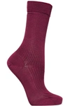 Falke No.2 Pointelle-knit Silk-blend Socks In Burgundy