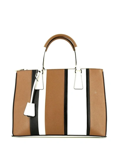 Prada Striped Leather Tote Bag