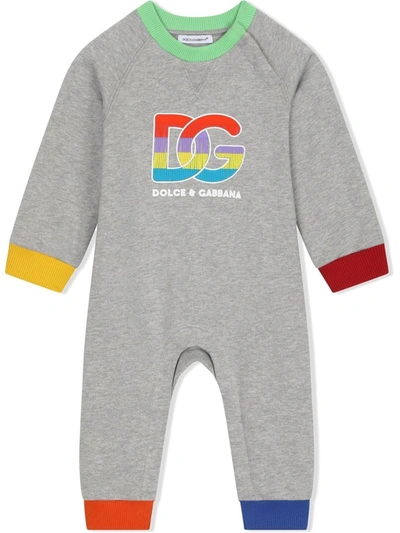 Dolce & Gabbana Babies' Tutina Logo-print Pyjamas In Grey