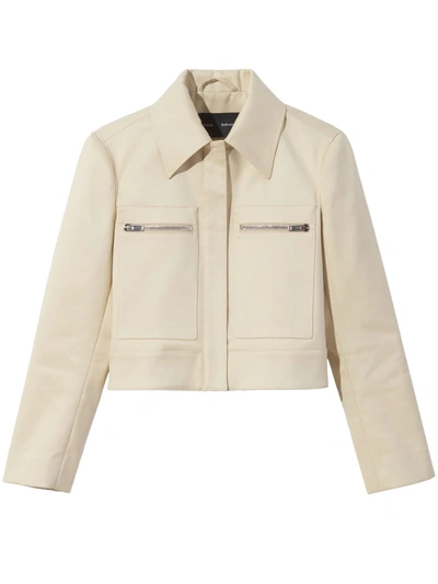 Proenza Schouler Cropped Cotton-gabardine Jacket In Putty