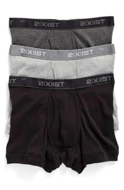 2(x)ist 3-pack Cotton Boxer Briefs In Black/ Grey/ Charcoal